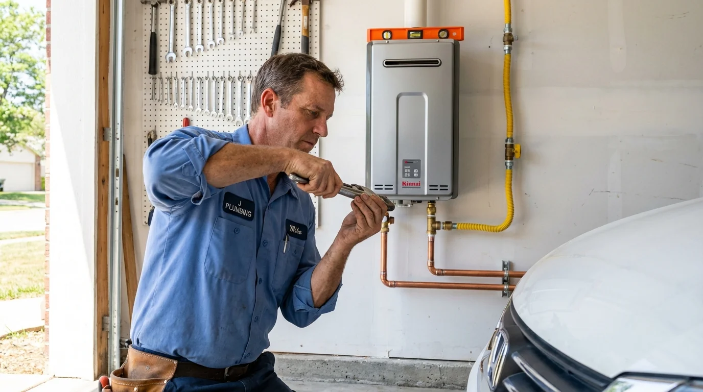 Tankless water heater installation by a Johns Plumbing LLC plumber in Bakersfield